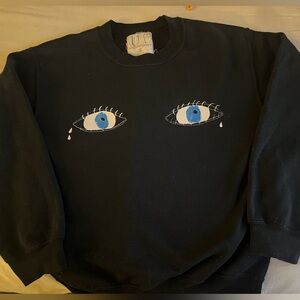 Unfortunate Portrait Crying Eyes Cotton Sweatshirt